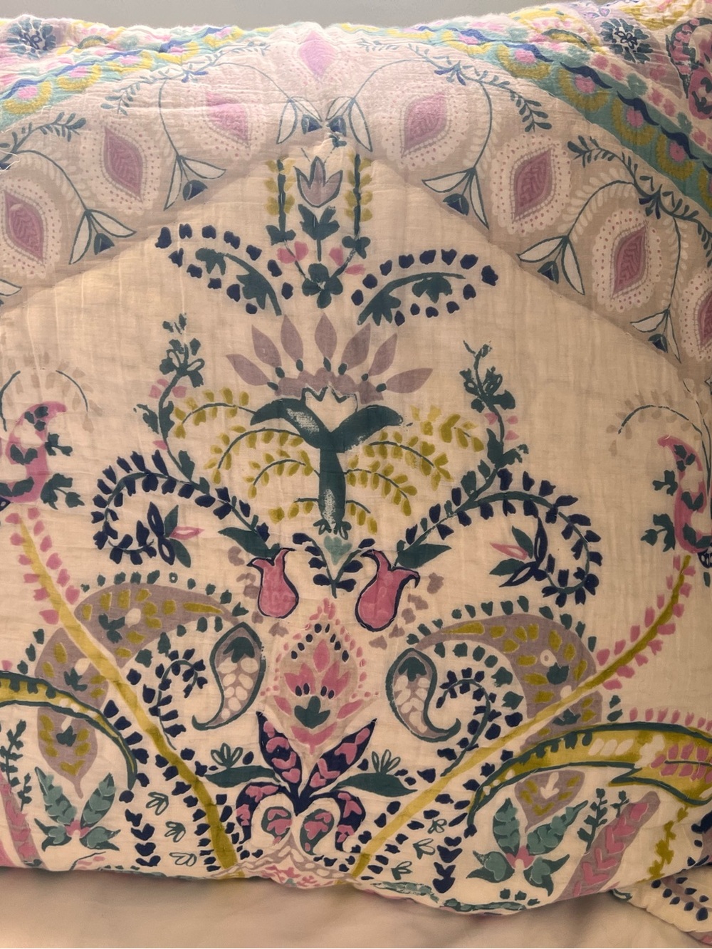 Anthropologie Floral Paisley Pillow in Cream, Pink, Blue, Green